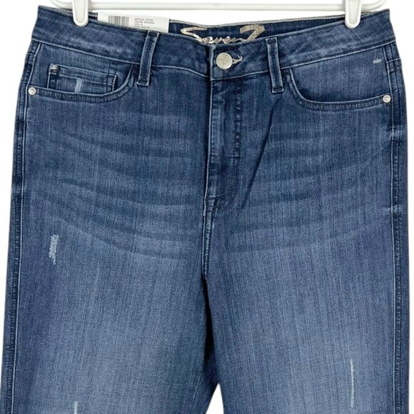 NWT Seven7 Women's Blue Weekend Easy Fit Boyfriend Jeans Size 12 Rolled Cuff - Picture 3 of 15